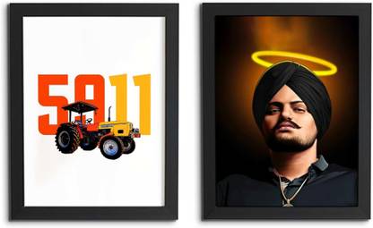 TheKarkhana Artist Sidhu Moosewala Tractor 5911 Legend Love Laminated (Without Glass) Digital Reprint 12 inch x 8 inch Painting