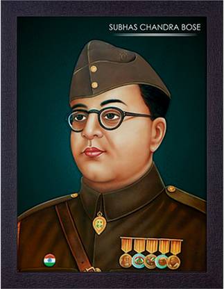 Masstone Subhash chandra Bose Freedom Fighter UV Matt Textured Effect Framed HD Digital Reprint 14 inch x 11 inch Painting