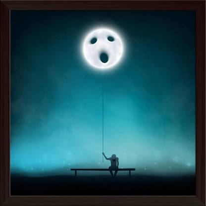 Artzfolio Unbearable Loneliness Framed Wall Art Painting Print Canvas 12 inch x 12 inch Painting