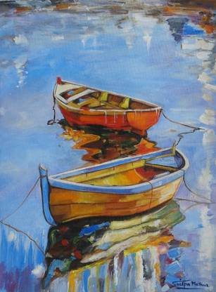 Artickkle Love Boats Acrylic 16 inch x 12 inch Painting