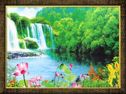 GLAMSiYA Scenery Nature Painting Photo Frame Digital Reprint 18 inch x 12 inch Painting
