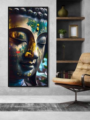 999Store Buddha Half Face Art Modern Canvas Wall Painting For Home Canvas 48 inch x 24 inch Painting