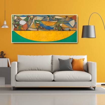 CreationsArt Beyond the Horizon Multicolor Digital Reprint 17 inch x 36 inch Painting