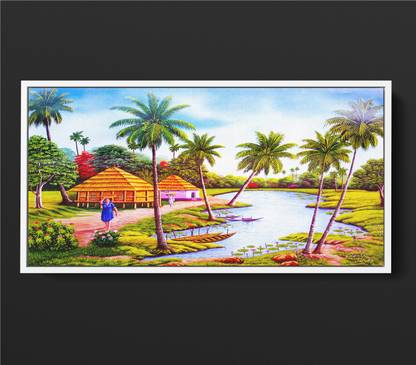 GIFTMASTER Beautiful Natural Scenery Wall Floating Photo Frame Art Frame For Home Decor Canvas 30 inch x 15 inch Painting