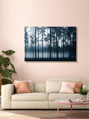 999Store Printed Black Long Trees And Foggy Forest Wall Art Canvas Painting Digital Reprint 24 inch x 36 inch Painting