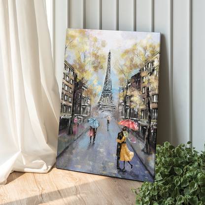 Painting Mantra Stretched On Frame Painting Eiffel Tower Art , Decorative Home Abstract Art Canvas 22 inch x 16 inch Painting