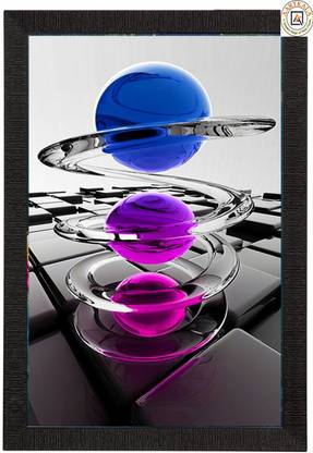 AARTKALA Abstract white border photo frame painting | Abstract Women Wall Painting Digital Reprint 20 inch x 14 inch Painting