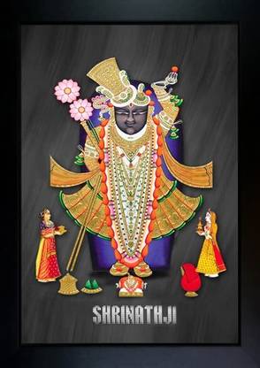 CrowdHall Shrinathji Photo Frame | Nathdwara Photo Frame Wall Painting Digital Reprint 13.5 inch x 10 inch Painting