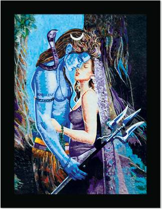 ARAkri Shiv Parvati Photo Shiv Parvati Frame Shiv Parvati Painting Digital Reprint 14 inch x 11 inch Painting
