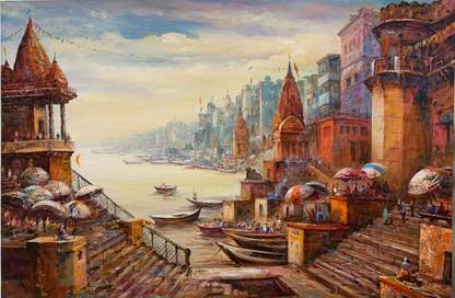 TREXEE Beauty of Banaras DIY Acrylic Paint by Number Kit for Adults Kids Canvas 16 inch x 20 inch Painting