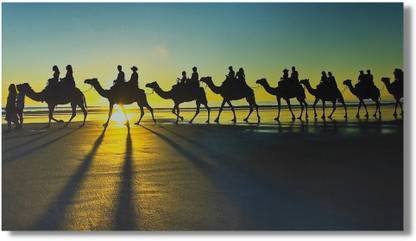 Plus Value Camel Painting on Canvas for Vastu & Feng Shui for Home, Bedroom, Living Room & Office (24 x 14 inches) Canvas 13 inch x 24 inch Painting