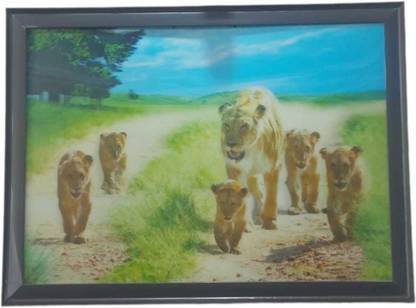 DD Furniture 3D HOLOGRAM LION PHOTO FRAME SET OF 1PC WITHOUT LIGHT Digital Reprint 22.5 inch x 30 inch Painting