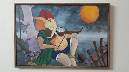 PihuArtWork Handmade Modern Ganesha Painting Acrylic 24 inch x 36 inch Painting