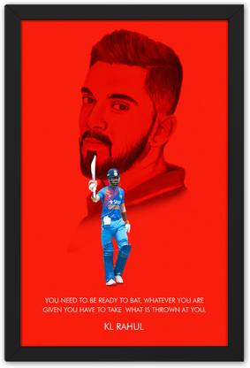 Ritwika's Indian Cricketer KL Rahul Sports Framed Poster Digital Reprint 19.5 inch x 13.5 inch Painting
