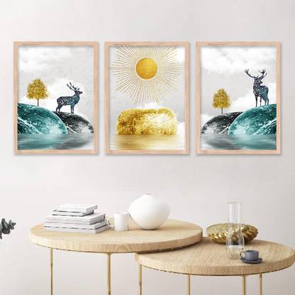 KOTART Kotart Modern Wall Art Framed Painting For Home Decor Combo178 Digital Reprint 14 inch x 11 inch Painting