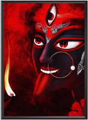 Sanvik Creations Maa Kali Photo Frame Home Decor Wall Painting Digital Reprint 12 inch x 15 inch Painting