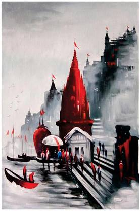 the creative solution Banaras Ghat Varanasi HD QUALITY FINE ART PAPER POSTER Digital Reprint 36 inch x 24 inch Painting