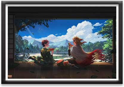 Jurojin Junction Rengoku x Tanjiro | Demon Slayer | Digital Reprint 12 inch x 18 inch Painting