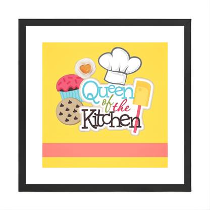 ARTONUTS KITCHEN QUEEN,KITCHEN,POSTER,WALL DECOR,HOME DECOR,BLACK FRAME,GLASS COVER Digital Reprint 31 inch x 31 inch Painting