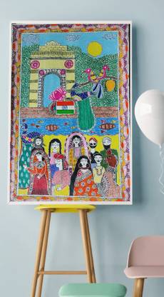 Mithila ki chitrakari Unity in diversity Acrylic 16 inch x 12 inch Painting