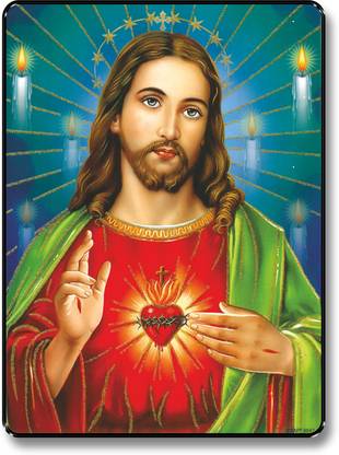 saf Lord jesus Sparkle UV Textured Multi-Effect Digital Reprint 14 inch x 11 inch Painting