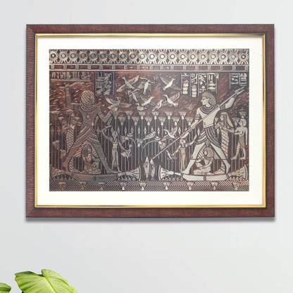Shree Kala Home Decor EnhaMesmerizing Egypt Bird Hunting and Fishing Scene Embossed 19 inch x 1.27 inch Painting