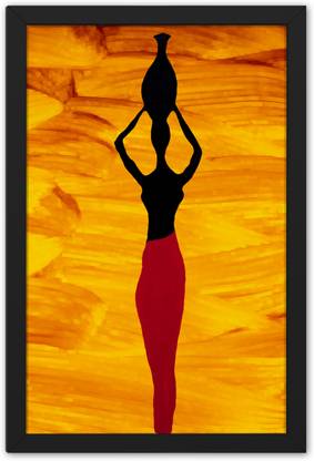 Ritwika's Abstract Tribal Lady Modern Art Frame Painting Digital Reprint 13.5 inch x 9.5 inch Painting