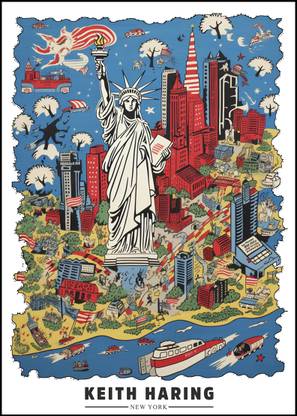 AL AMAAN ART New York Keith haring modern art Wall Painting for Home Décor and OfficeRolled Ink 18 inch x 24 inch Painting
