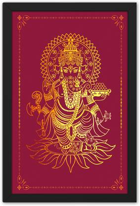 Ritwika's Modern Artwork Of Ganesha In Golden Outline With Frame For Home And Office Décor Digital Reprint 13.5 inch x 9.5 inch Painting