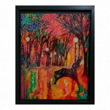 Limi Dev S Nature - Original handmade glass painting for home decor Glass Print 11 inch x 13 inch Painting