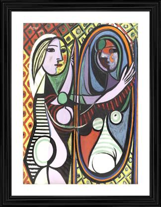DecorAdventures *Girl before a Mirror* (1932) by Pablo Picaso, Matt Satin Digital Reprint 18 inch x 14 inch Painting