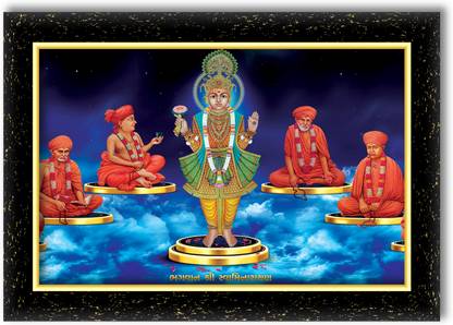 ARAAKA SWAMINARAYAN SAHAJANAND SWAMI photo frame (Wood Base and Front Laminated) Acrylic 8 inch x 12 inch Painting