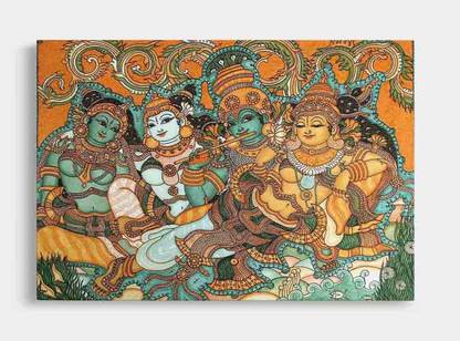 SCPmarts Kerala Mural art Canvas Painting Mural Paintings for living room Canvas 20 inch x 14 inch Painting