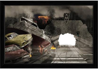 Artzfolio Apocalypse Canvas Painting Black Synthetic Frame 17.5 x 12 inch (44 x 30 cms) Canvas 12 inch x 17.5 inch Painting