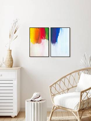 999Store Color Gradient Modern Abstract Art Decor Art Painting Set of 2 Frame Digital Reprint 18 inch x 24 inch Painting