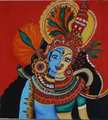 WC White Cedar Lord Shiva Shakti Wall painting Shiv Ardhnarishwar Wall Mounted canvas Painting Canvas 39 inch x 35 inch Painting