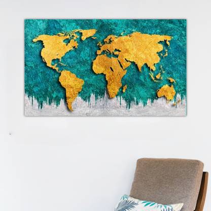 homeshobha Homeshobha World Map Painting Frame Canvas Wall Painting for Home decor & Office Canvas 20 inch x 28 inch Painting