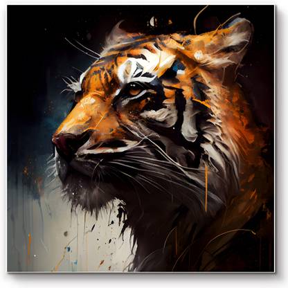 A1 SQUARE Canvas Painting for Living Room Drawing Room TIGER FACE ART Canvas 12X12inch Canvas 12 inch x 12 inch Painting