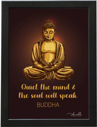 Amable Arts Buddha Quotes Poster for wall, Gautama Buddha Framed Painting Photo for Wall Digital Reprint 14 inch x 11 inch Painting