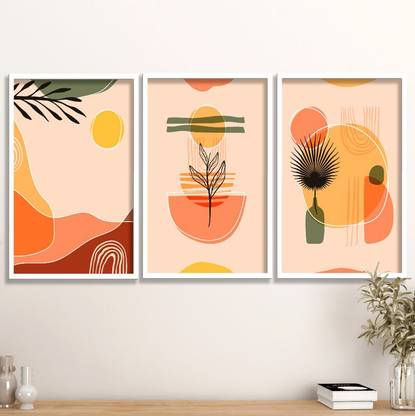 saf Set of 3 Modern Boho Art Wall Painting For Home And office Digital Reprint 14 inch x 11 inch Painting