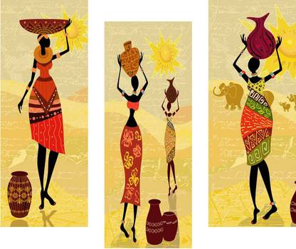 saf Trible Art 6MM MDF Framed set of 3 Digital Reprint 15 inch x 18 inch Painting