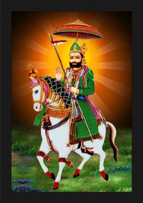 jog craft ramdev ji photo, baba ramdev photo, ramdev photo frame Digital Reprint 14 inch x 10 inch Painting