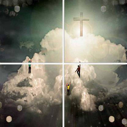 Artzfolio Enlightenment Split Art Painting 49.9 x 49.9 inch (127 x 127 cms) Digital Reprint 49.9 inch x 49.9 inch Painting