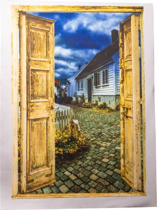 Plus Value Virtual Door Painting-Main door correction- Vastu & Feng Shui Canvas Print Canvas 16 inch x 23 inch Painting