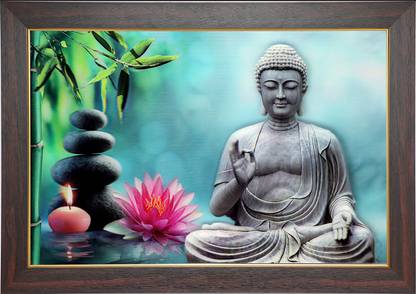 Deeveeposters ROSE FRAMING BUDDHA 5D PICTURE FRAME (16X24)(DV4060-5D-BD2-A) Digital Reprint 24 inch x 16 inch Painting