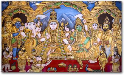 Anweshas Rolled Canvas Painting Without Frame for Home & Office - Tanjor Painting Canvas 20 inch x 32 inch Painting