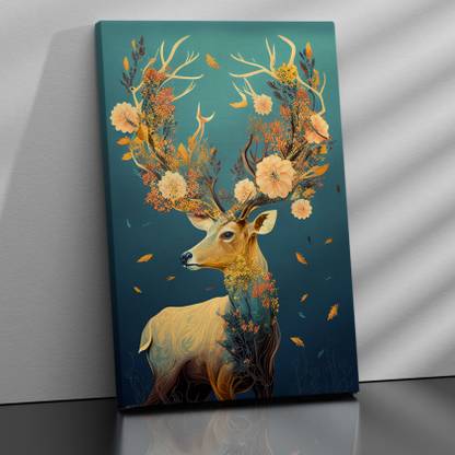 KOTART Vibrant Modern Deer Art Canvas Painting for Living Room Bedroom Home Wall Decor Canvas 33 inch x 21 inch Painting
