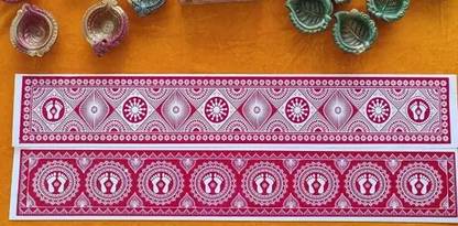 Ritu Arts KUMAUNI AIPAN STICKER & LAXMIFEET Acrylic 11 inch x 29.5 inch Painting