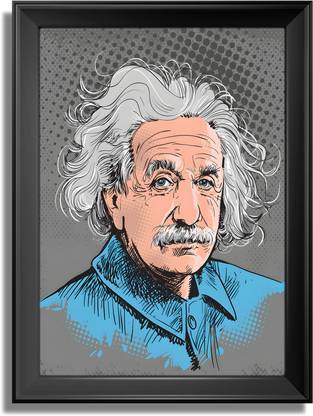 Framing Premium The Great Scientist Albert Einstein Colourful Wall painting | Digital Reprint 18 inch x 12 inch Painting