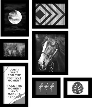 Painting Mantra Set of 7 Black Art Print, Painting for Home Décor, Paintings with Frame for Living Room(21.6x27.6 Inch) Digital Reprint 27.6 inch x 21.6 inch Painting